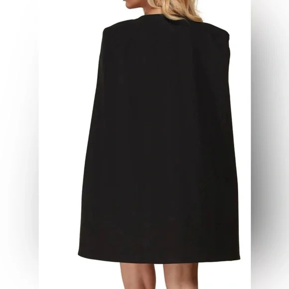 L’ATISTE Rhinestone Cape Mini Dress Black Plunging V Neck Party Cocktail Size M - Picture 4 of 9